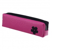 Pencil case- tube GIMBOO, with flower, mix colors
