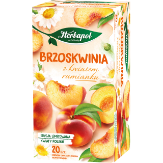 Herbata HERBAPOL ziołowo-owocowa, 20 torebek, brzoskwinia z kwiatem rumianku, Herbaty, Artykuły spożywcze