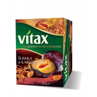 Herbata VITAX owocowo-ziołowa, śliwka i kardamon, 15 kopert
