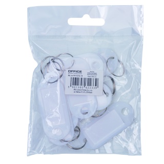 Zawieszki na klucze OFFICE PRODUCTS, 50x20mm, 10szt., białe, Szafki na klucze, Wyposażenie biura