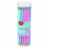 Ołówek drewniany z gumką KEYROAD, HB, trójkątny, pastel, 48 szt., w tubie, Ołówki, Artykuły do pisania i korygowania