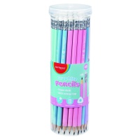 Ołówek drewniany z gumką KEYROAD, HB, trójkątny, pastel, 48 szt., w tubie, Ołówki, Artykuły do pisania i korygowania