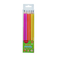 Ołówek drewniany z gumką KEYROAD, HB, trójkątny, neonowy, 12 szt., plastikowe pudełko, Ołówki, Artykuły do pisania i korygowania