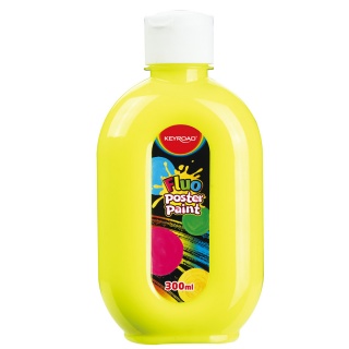 Farba plakatowa KEYROAD, Fluo, 300ml, butelka, neonowa żółta, Plastyka, Artykuły szkolne