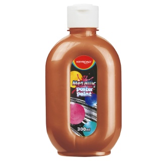 Farba plakatowa KEYROAD, metaliczna, 300ml, butelka, żółta, Plastyka, Artykuły szkolne
