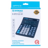 Kalkulator biurowy DONAU TECH OFFICE, 12-cyfr. wyświetlacz, wym. 201x155x35mm, czarny, Kalkulatory, Urządzenia i maszyny biurowe