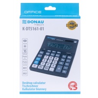 Kalkulator biurowy DONAU TECH OFFICE, 16-cyfr. wyświetlacz, wym. 201x155x35mm, czarny, Kalkulatory, Urządzenia i maszyny biurowe