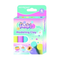Plasticine KEYROAD, round, 6x15g, pastel, box, mix colors, Creative products, School supplies