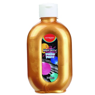 Farba plakatowa KEYROAD, metaliczna, 300 ml, butelka, złota, Plastyka, Artykuły szkolne