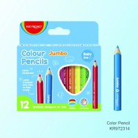 Kredki ołówkowe KEYROAD, JUMBO Junior, 3mm, trójkątne, 12 szt., pudełko, mix kolorów, Plastyka, Artykuły szkolne