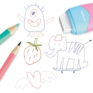 Temperówka plastikowa z gumką KEYROAD, pastel, podwójna, pudełko, mix kolorów, Temperówki, Artykuły do pisania i korygowania