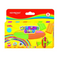 Plastelina KEYROAD, 6x30g, neon, pudełko, mix kolorów, Produkty kreatywne, Artykuły szkolne