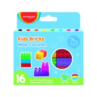 Kredki woskowe KEYROAD Kids Bricks, w kształcie klocków, 16 szt., pudełko
