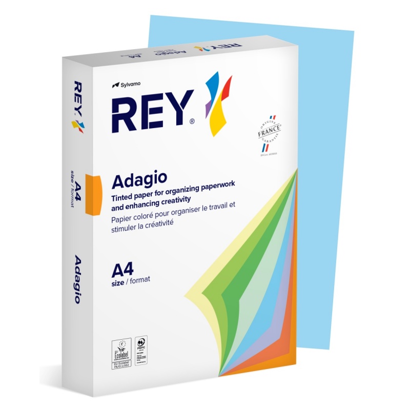 Papier ksero REY ADAGIO, A4, 80gsm, 48 j.niebieski VIVE/BRIGHT *RYADA080X421 R200, 500 ark., Papier do kopiarek, Papier i etykiety