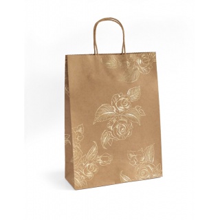 TOREBKI PAPIEROWE KRAFT ZŁOTE KWIATY 33x10x24 /5/, Podkategoria, Kategoria