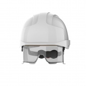 Hełm ochronny EVO®VISTAlens® ze zintegrowanymi okularami, wentylowany, biały, Kaski ochronne, Ochrona indywidualna