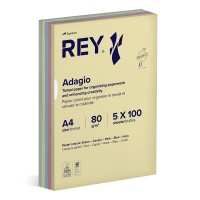 Papier ksero REY ADAGIO, A4, 80gsm, mix kolorów pastel, *RYADA080X905 R200, 5x100 ark., Papier do kopiarek, Papier i etykiety