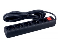Extension Leads OFFICE PRODUCTS, 5 sockets, 3m, switch, black