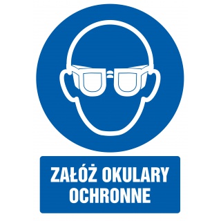 Znak TDC, Załóż okulary ochronne, Oznakowanie firm, Ochrona indywidualna