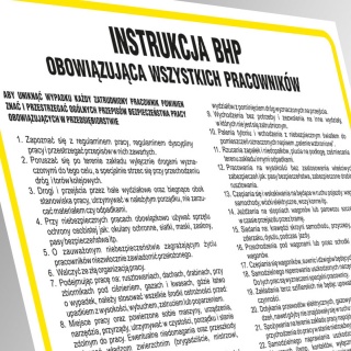 Znak TDC, Instrukcja BHP przy obsłudze niszczarki dokumentów, Oznakowanie firm, Ochrona indywidualna