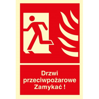 Znak TDC, Drzwi przeciwpożarowe. Zamykać! Kierunek drogi ewakuacyjnej w lewo, Oznakowanie firm, Ochrona indywidualna