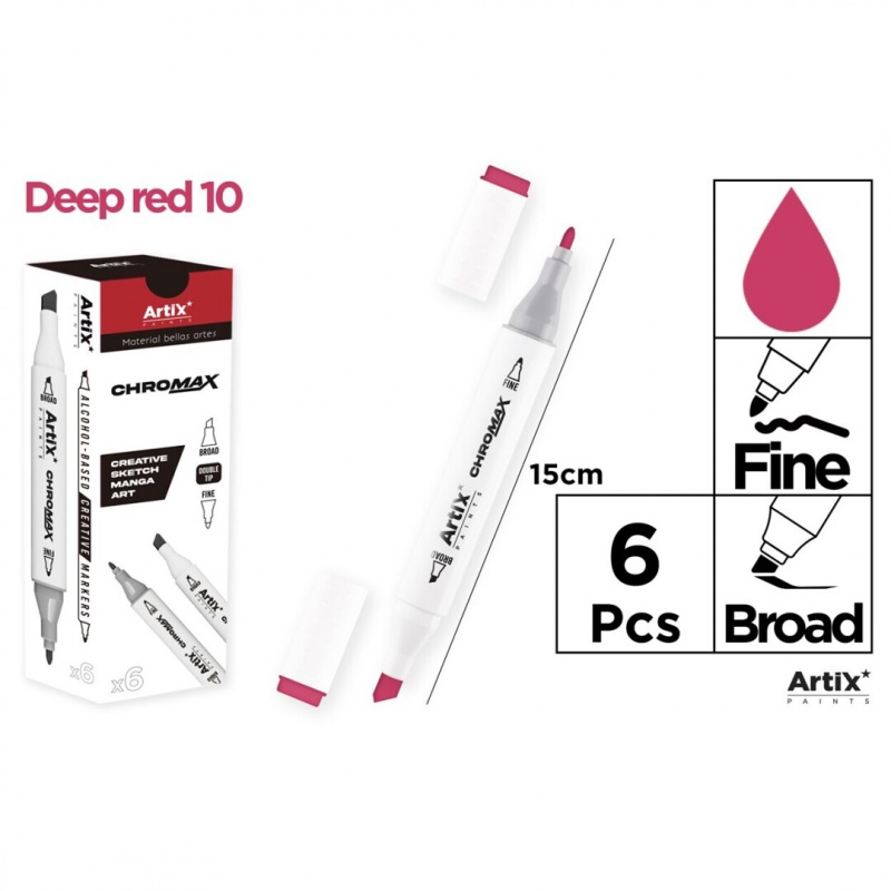 MARKER Z DWOMA KOŃCÓWKAMI DEEP RED 10, Markery permanentne, Art. do pisania i korygowania