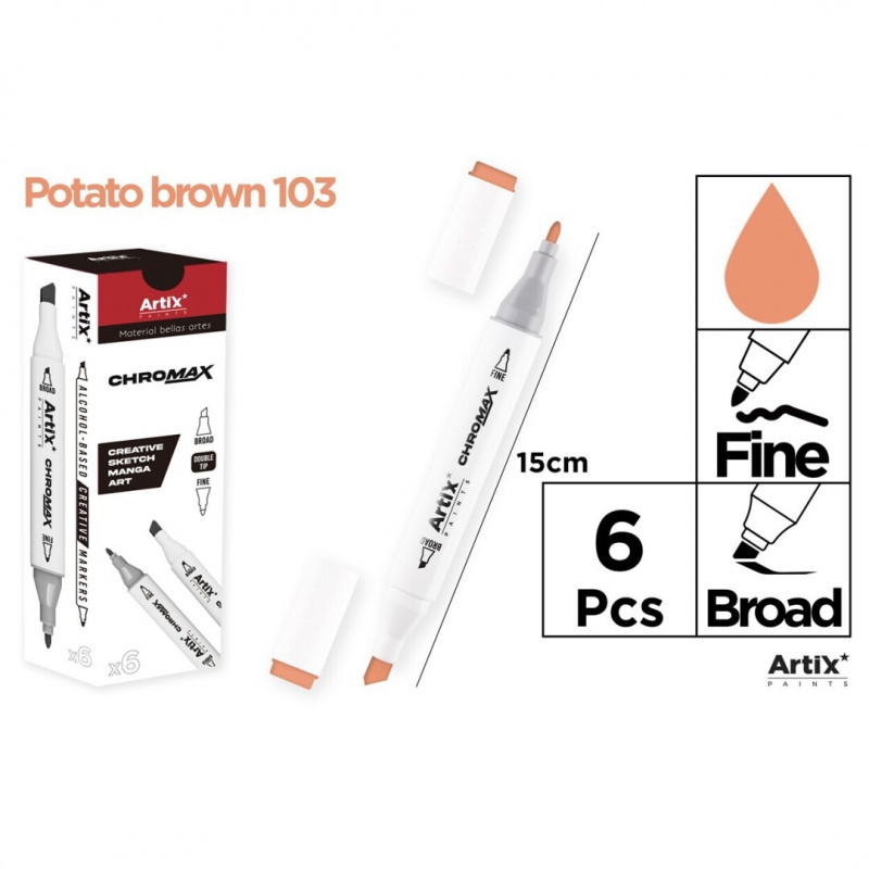MARKER Z DWOMA KOŃCÓWKAMI POTATO BROWN 103, Markery permanentne, Art. do pisania i korygowania
