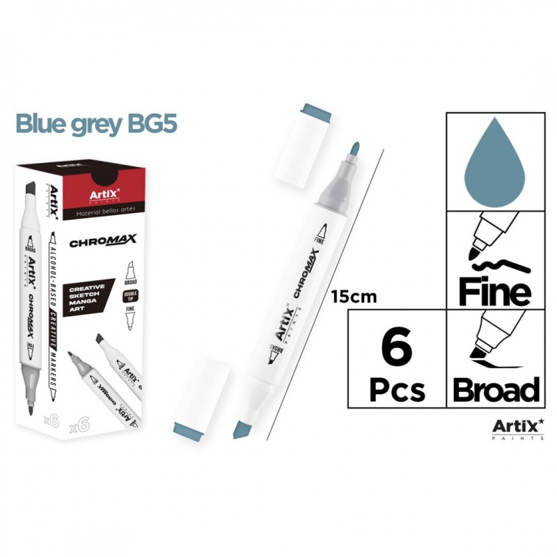MARKER Z DWOMA KOŃCÓWKAMI BLUE GREY BG5, Markery permanentne, Art. do pisania i korygowania