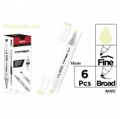 MARKER Z DWOMA KOŃCÓWKAMI PEARL WHITE 109, Markery permanentne, Art. do pisania i korygowania