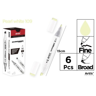 MARKER Z DWOMA KOŃCÓWKAMI PEARL WHITE 109, Markery permanentne, Art. do pisania i korygowania