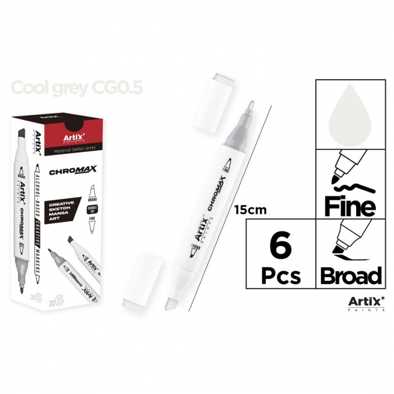 MARKER Z DWOMA KOŃCÓWKAMI COOL GREY CGO.5, Markery permanentne, Art. do pisania i korygowania