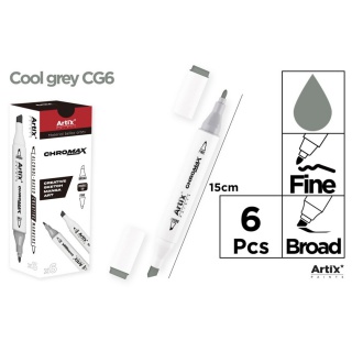 MARKER Z DWOMA KOŃCÓWKAMI COOL GREY CG6, Markery permanentne, Art. do pisania i korygowania