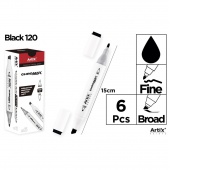 MARKER Z DWOMA KOŃCÓWKAMI BLACK 120, Markery permanentne, Art. do pisania i korygowania