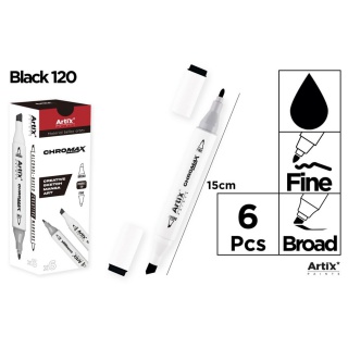 MARKER Z DWOMA KOŃCÓWKAMI BLACK 120, Markery permanentne, Art. do pisania i korygowania