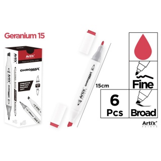 MARKER Z DWOMA KOŃCÓWKAMI GERANIUM 15, Markery permanentne, Art. do pisania i korygowania