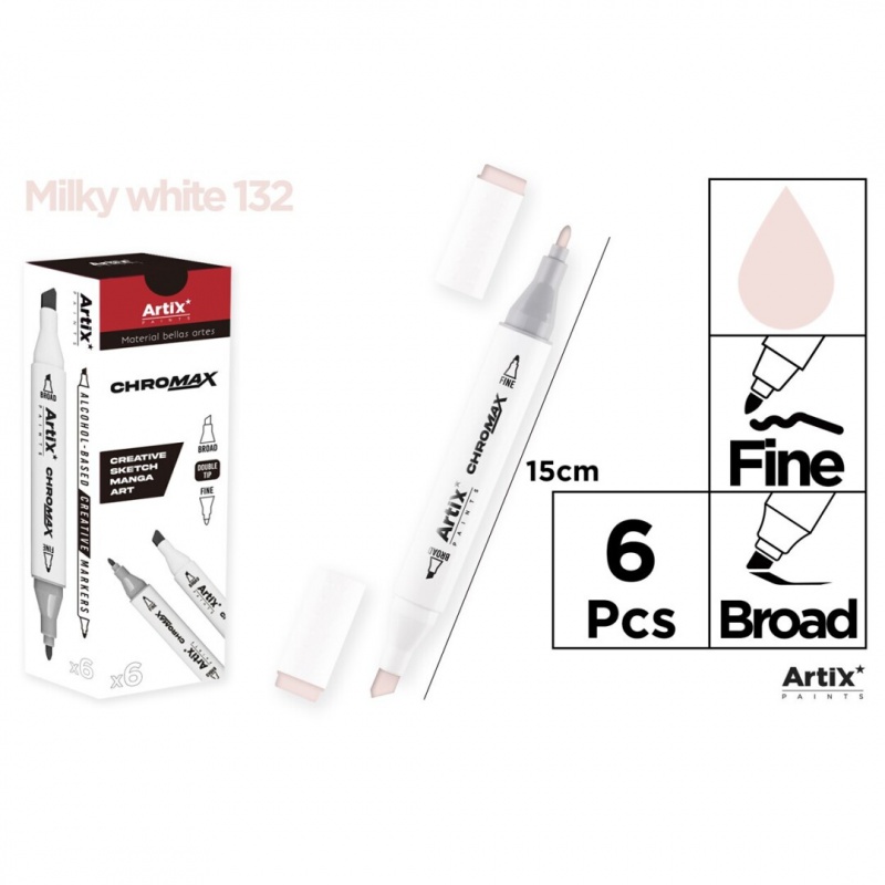 MARKER Z DWOMA KOŃCÓWKAMI MILKY WHITE 132, Markery permanentne, Art. do pisania i korygowania