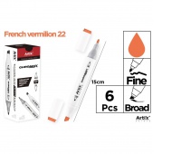 MARKER Z DWOMA KOŃCÓWKAMI FRENCH VERMILION 22, Markery permanentne, Art. do pisania i korygowania