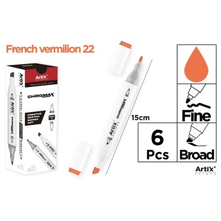 MARKER Z DWOMA KOŃCÓWKAMI FRENCH VERMILION 22, Markery permanentne, Art. do pisania i korygowania