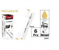 MARKER Z DWOMA KOŃCÓWKAMI MELON YELLOW 33, Markery permanentne, Art. do pisania i korygowania