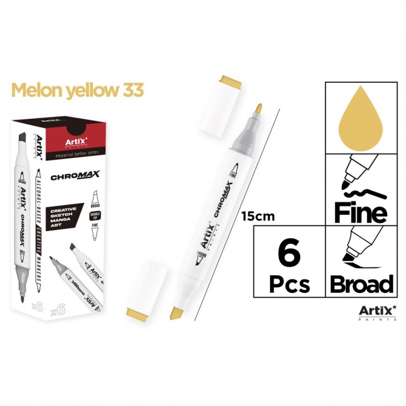 MARKER Z DWOMA KOŃCÓWKAMI MELON YELLOW 33, Markery permanentne, Art. do pisania i korygowania