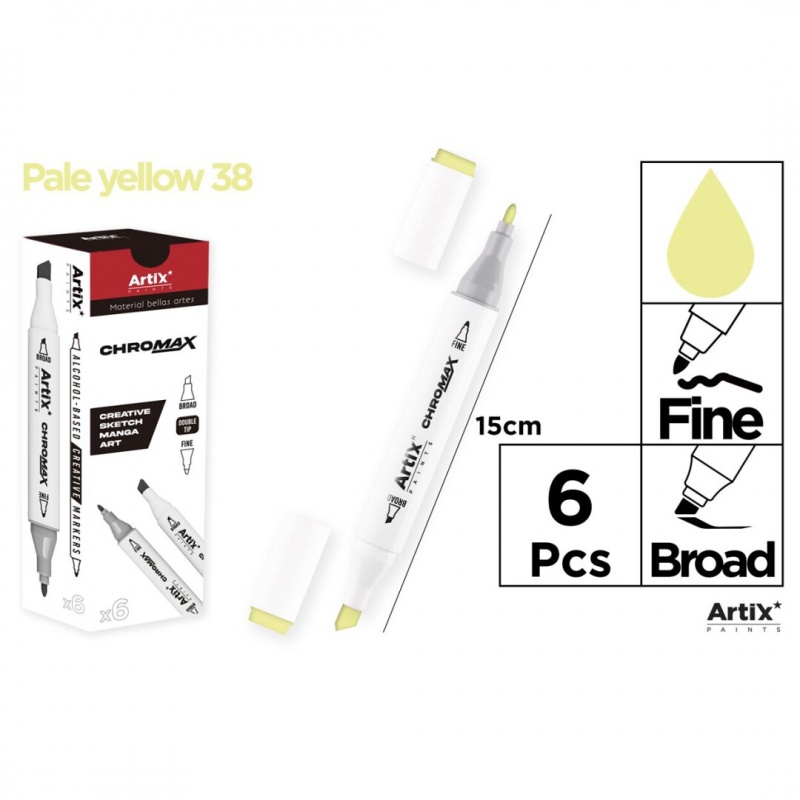 MARKER Z DWOMA KOŃCÓWKAMI PALE YELLOW 38, Markery permanentne, Art. do pisania i korygowania