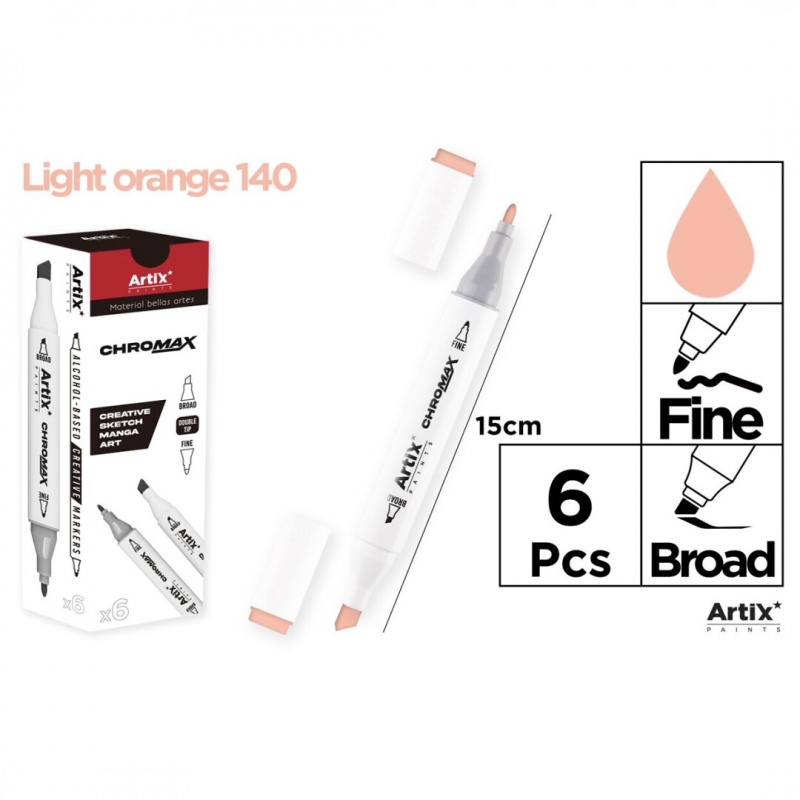 MARKER Z DWOMA KOŃCÓWKAMI LIGHT ORANGE 140, Markery permanentne, Art. do pisania i korygowania