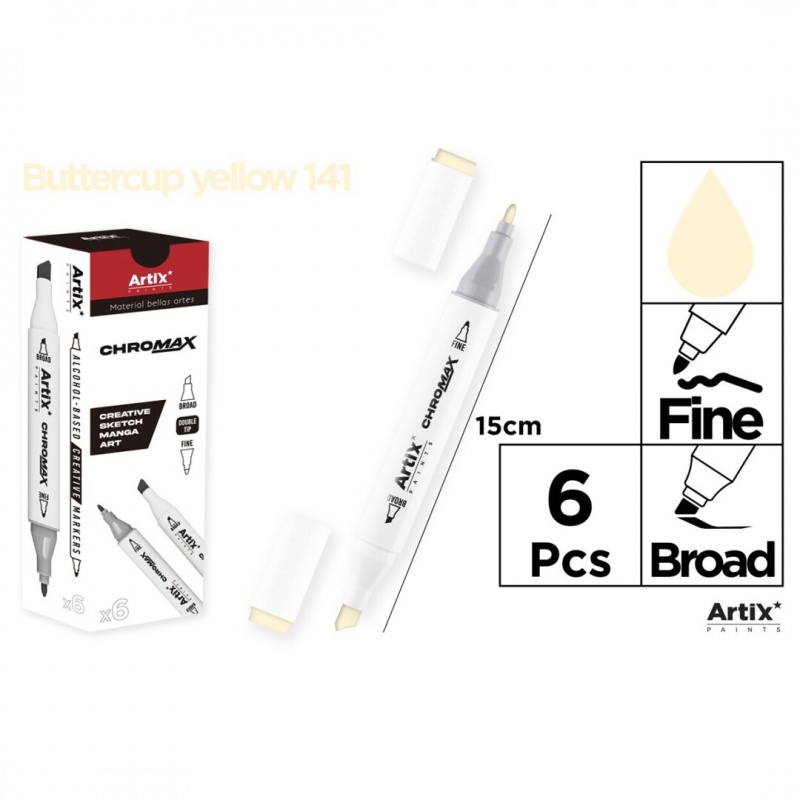 MARKER Z DWOMA KOŃCÓWKAMI BUTTERCUP YELLOW 141, Markery permanentne, Art. do pisania i korygowania