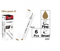 MARKER Z DWOMA KOŃCÓWKAMI OLIVE GREEN 41, Markery permanentne, Art. do pisania i korygowania