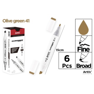 MARKER Z DWOMA KOŃCÓWKAMI OLIVE GREEN 41, Markery permanentne, Art. do pisania i korygowania