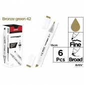 MARKER Z DWOMA KOŃCÓWKAMI BRONZE GREEN 42, Markery permanentne, Art. do pisania i korygowania