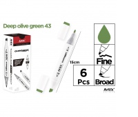 MARKER Z DWOMA KOŃCÓWKAMI DEEP GREEN OLIVE 43, Markery permanentne, Art. do pisania i korygowania