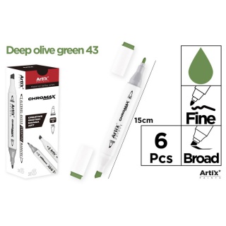 MARKER Z DWOMA KOŃCÓWKAMI DEEP GREEN OLIVE 43, Markery permanentne, Art. do pisania i korygowania