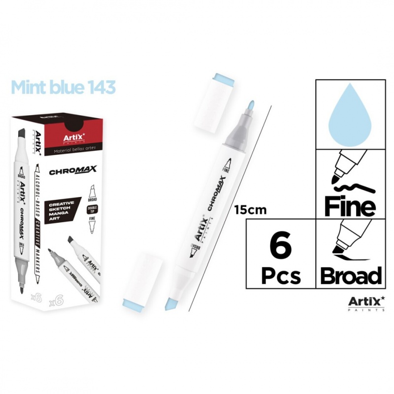 MARKER Z DWOMA KOŃCÓWKAMI MINT BLUE 143, Markery permanentne, Art. do pisania i korygowania