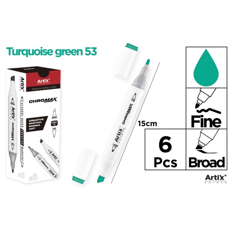 MARKER Z DWOMA KOŃCÓWKAMI TURQUISE GREEN 53, Markery permanentne, Art. do pisania i korygowania